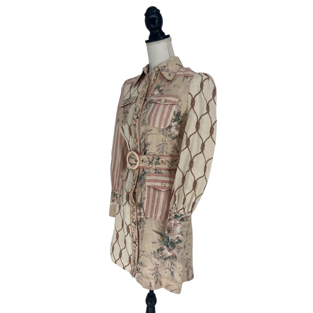 Zimmermann Spliced Moonshine Patchwork Linen Shir… - image 8